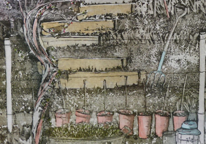 A fine day - detail, etching by Heather Haythornthwaite