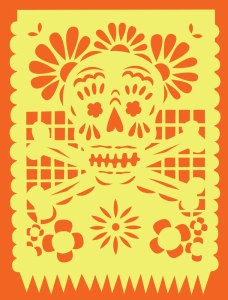 papel picado skull design for a tote bag