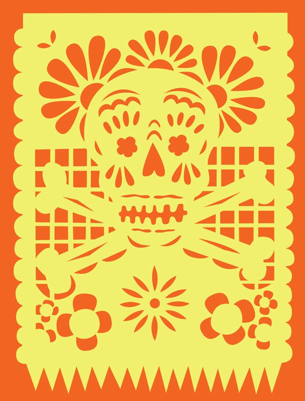 papel picado skull design for a tote bag