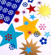 Coloured vinyl stickers in stars and other shapes