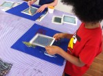 Children printing cushions with thermofax screens