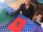 children printing with simple foam relief blocks