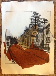 Chine collé by Hannah Catchlove Townscape chine collé by Hannah Catchlove