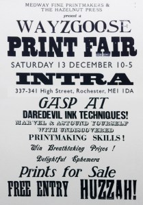 Letterpressed poster for the Wayzgoose by Heather Haythornthwaite