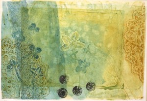 gelli print lace lucky clovers - by Xtina Lamb